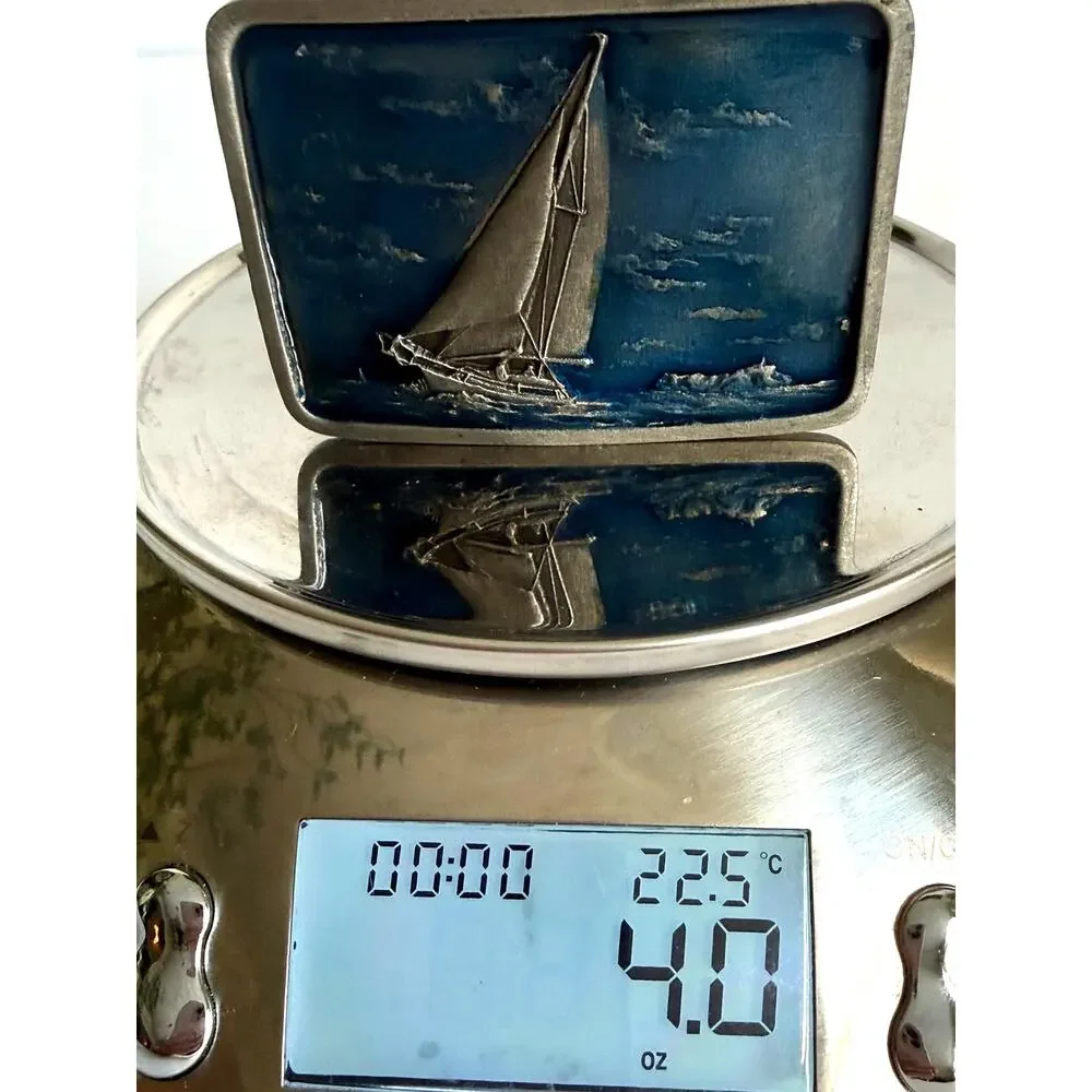 Vintage Sailboat Belt Buckle Indiana Metal Craft 1978 Nautical Sailing